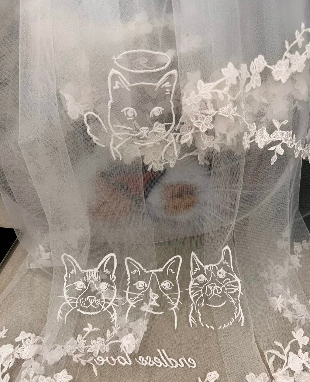 embroidery veil with animals