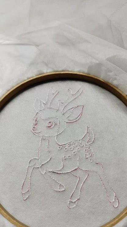 Two layers fingertip Length Veil Bead Edge with comb And Embroidery sika deer / name /date E022