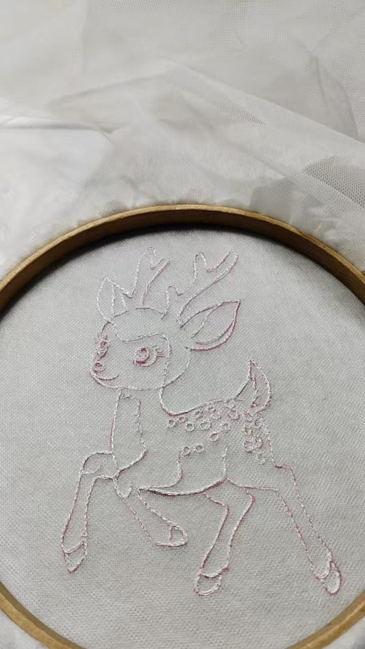 Two layers fingertip Length Veil Bead Edge with comb And Embroidery sika deer / name /date E022