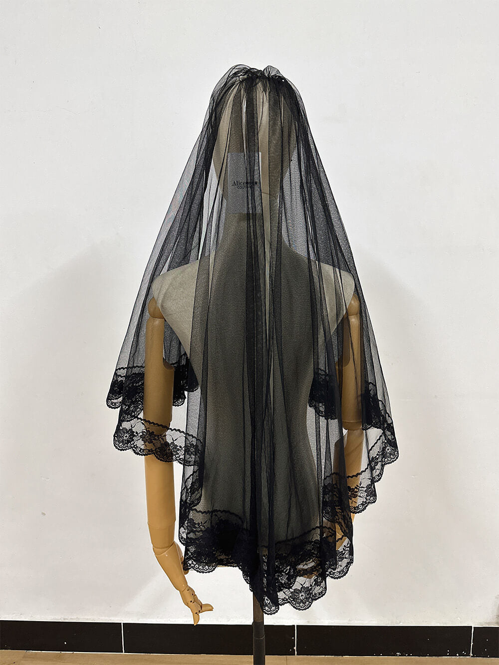 Bridal Two Layers Black Hip Length Veil 60*80 cm