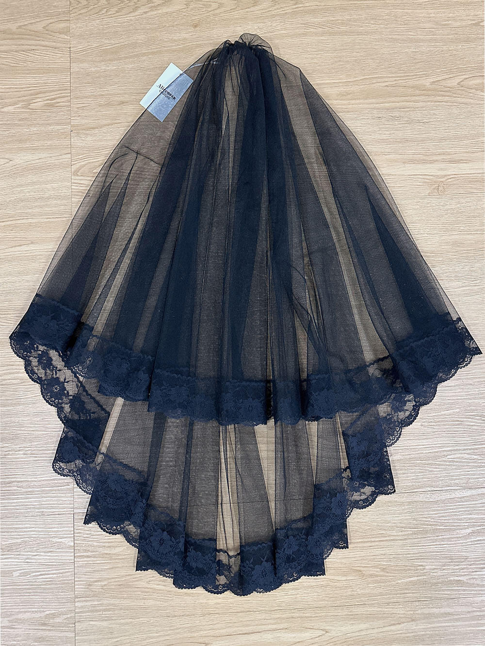 Bridal Two Layers Black Hip Length Veil 60*80 cm