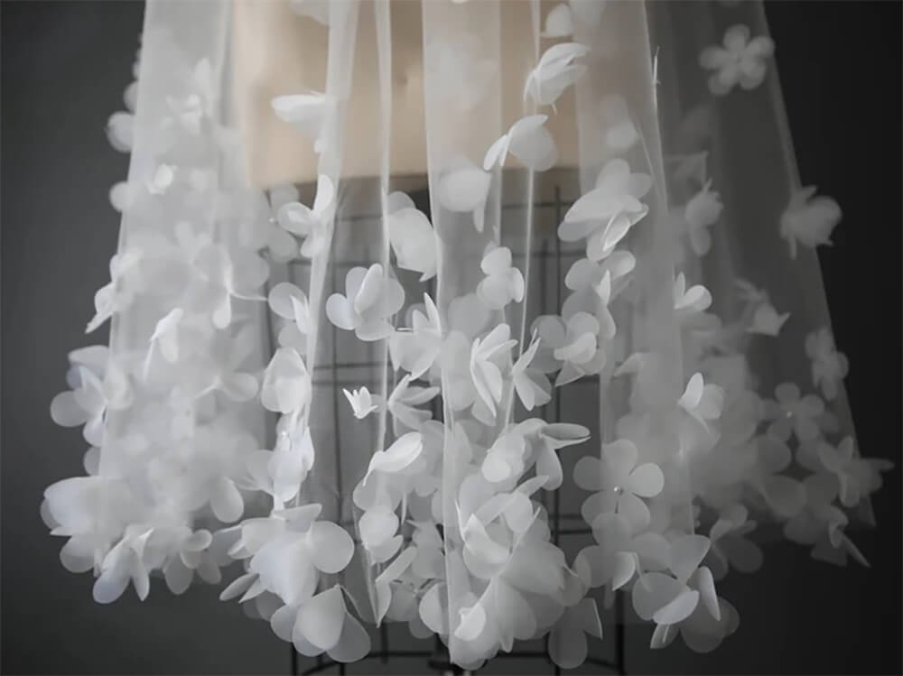Bridal 3D Handmade Floral Crown with Pearl Accents Fingertip Length Veil