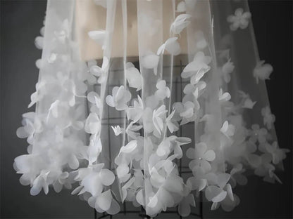 Bridal 3D Handmade Floral Crown with Pearl Accents Fingertip Length Veil