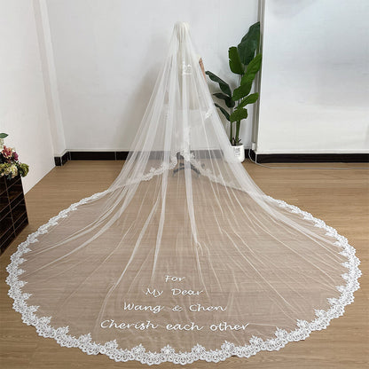 Bridal 2 Layer 3D Lace Embroidered Monogram Cathedral Veil （80*350cm）