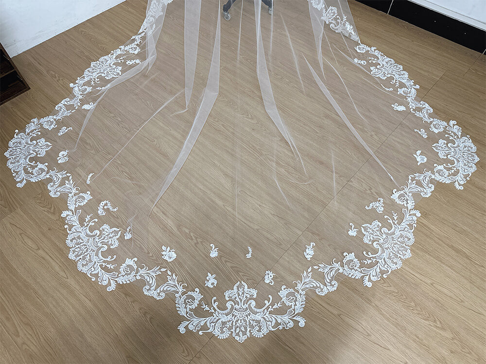2-Tier Fan-Shaped Cathedral Length Bridal Veil