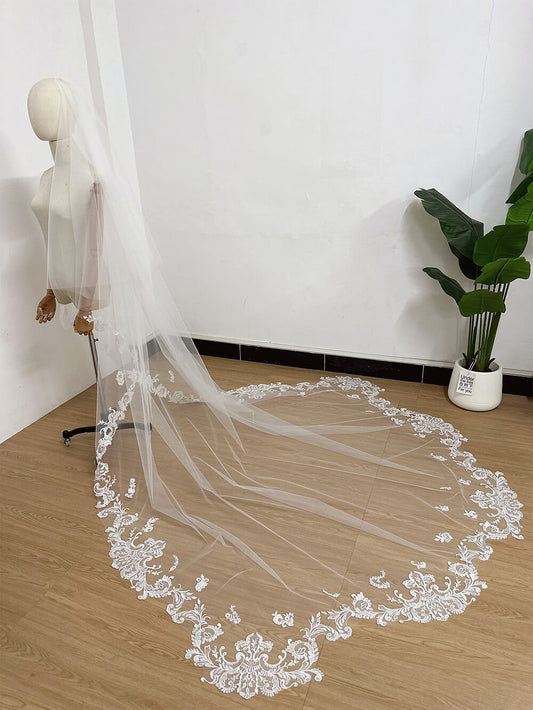2-Tier Fan-Shaped Cathedral Length Bridal Veil