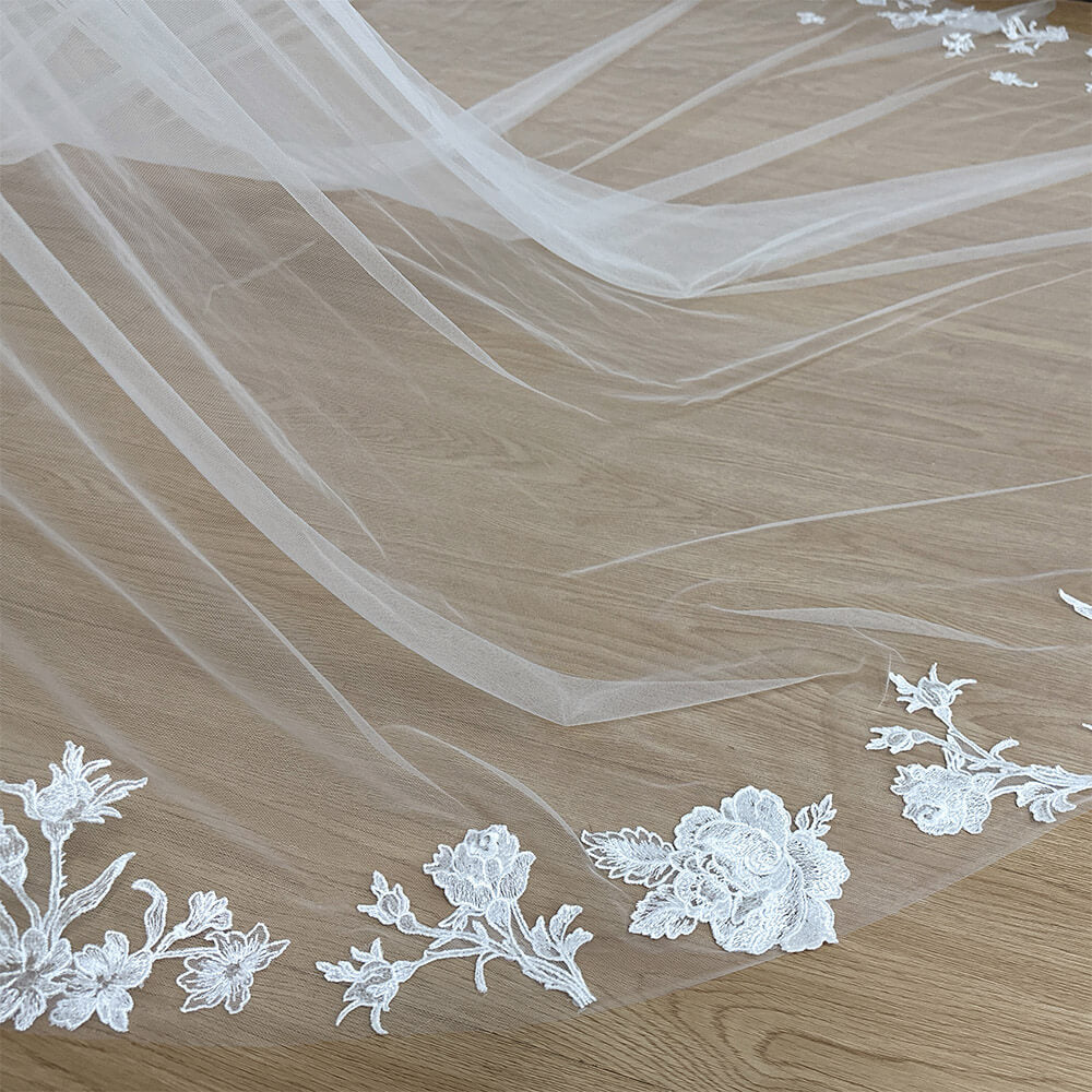 High-Definition Sequin Lace Bridal Veil 2.8M Long Train